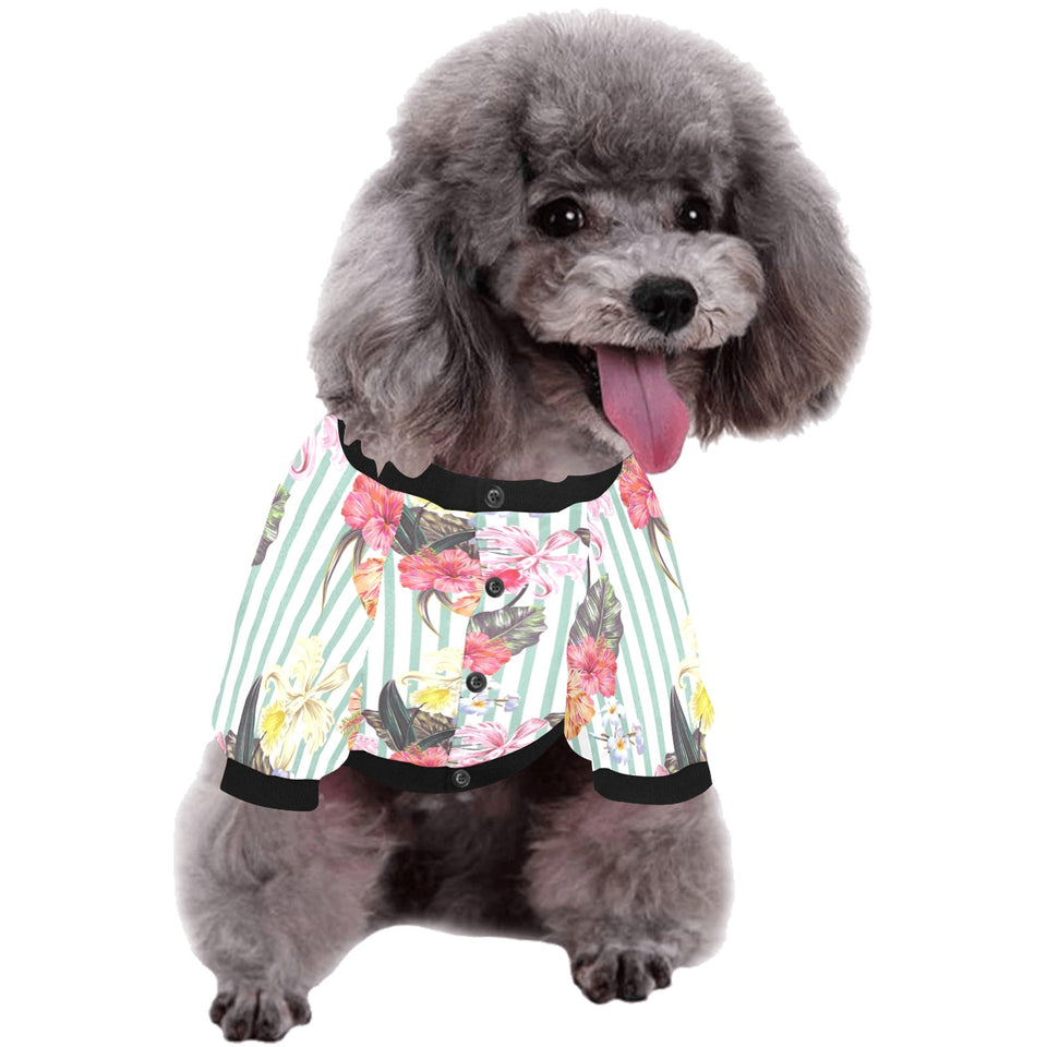 Colorful orchid flower pattern All Over Print Pet Dog Round Neck Fuzzy Shirt