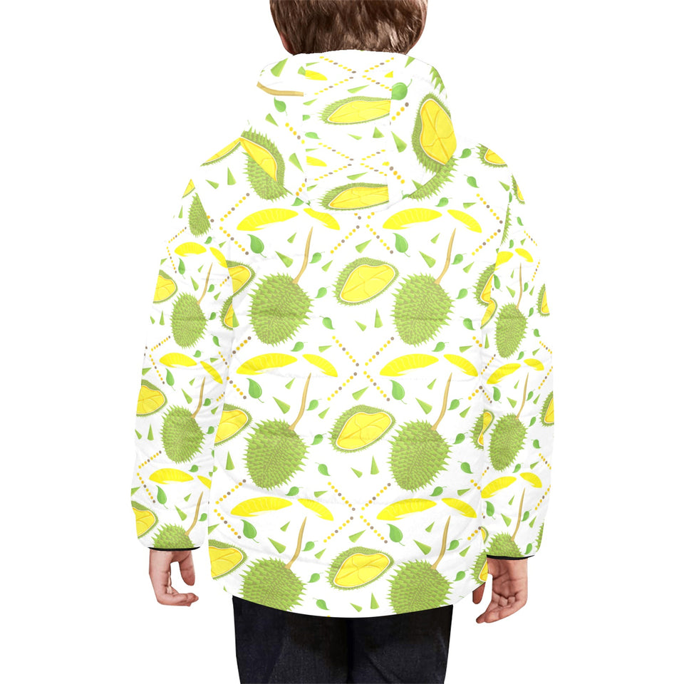 Durian pattern background Kids' Boys' Girls' Padded Hooded Jacket