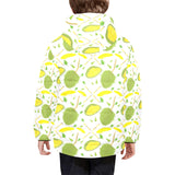 Durian pattern background Kids' Boys' Girls' Padded Hooded Jacket