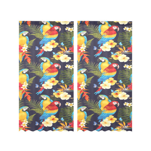 Colorful parrot flower pattern Gauze Curtain