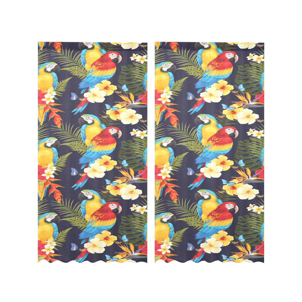 Colorful parrot flower pattern Gauze Curtain