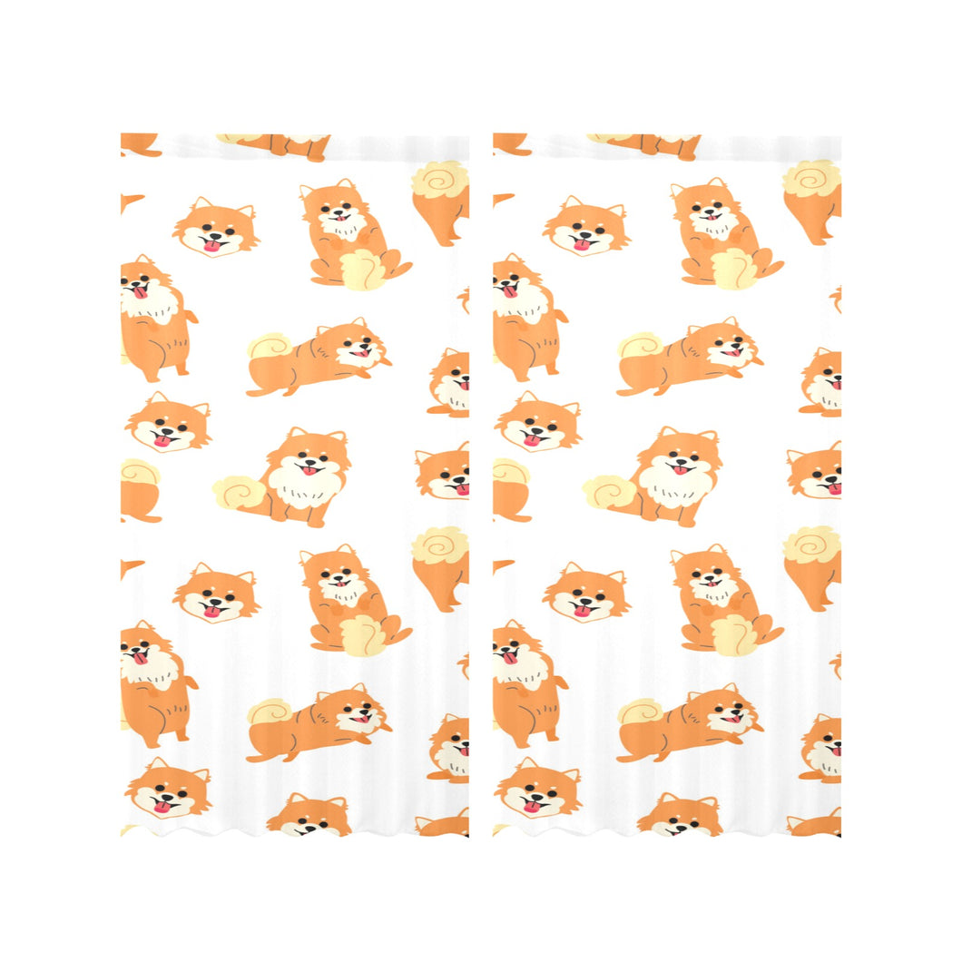 Brown pomeranian pattern Gauze Curtain