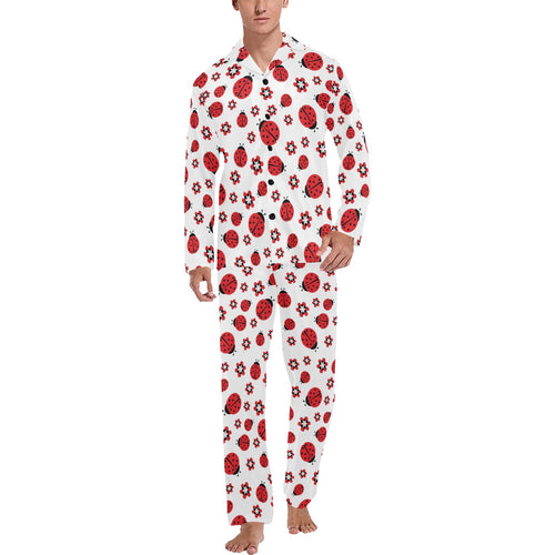 Ladybug Pattern Print Design 04 Men's Long Pajama Set