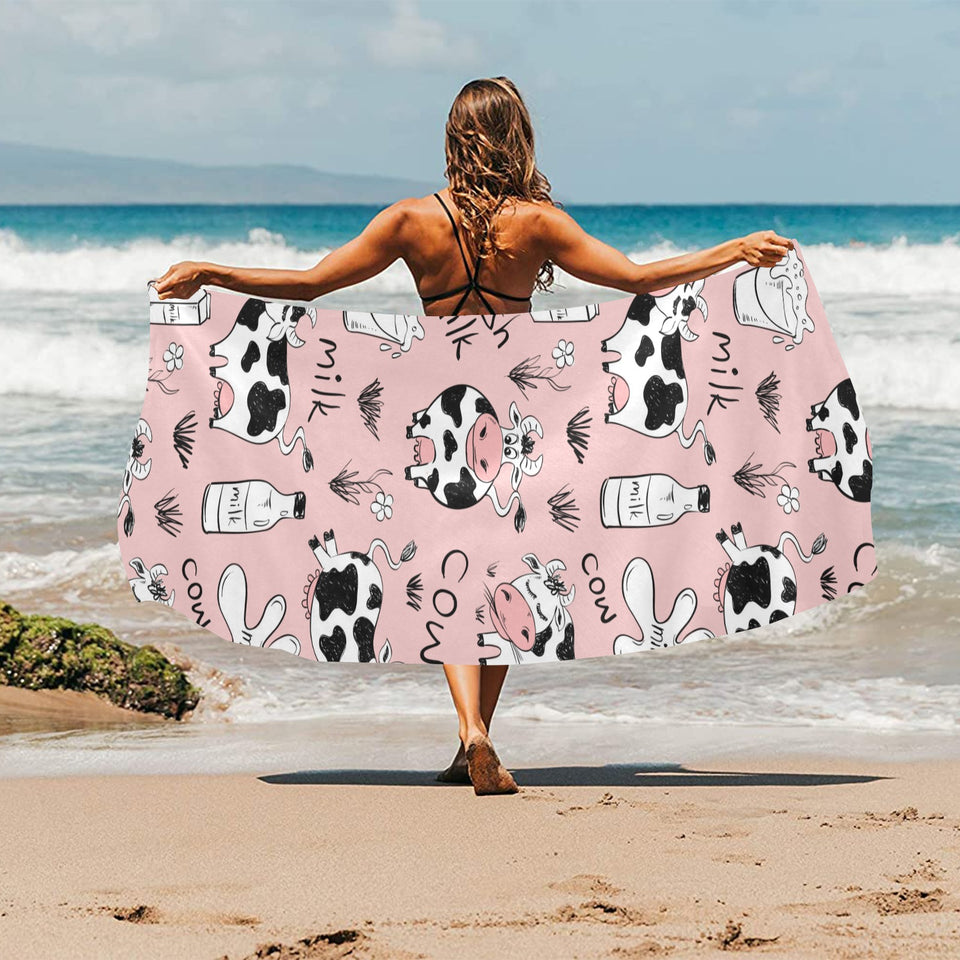 Cows milk product pink background Beach Towel