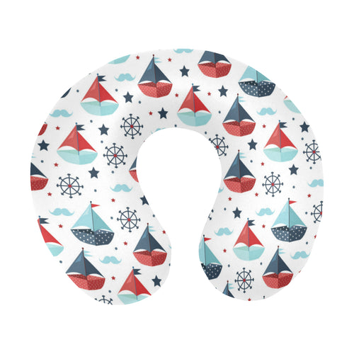 Cute color paper sailboat pattern U-Shaped Travel Neck Pillow