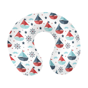 Cute color paper sailboat pattern U-Shaped Travel Neck Pillow