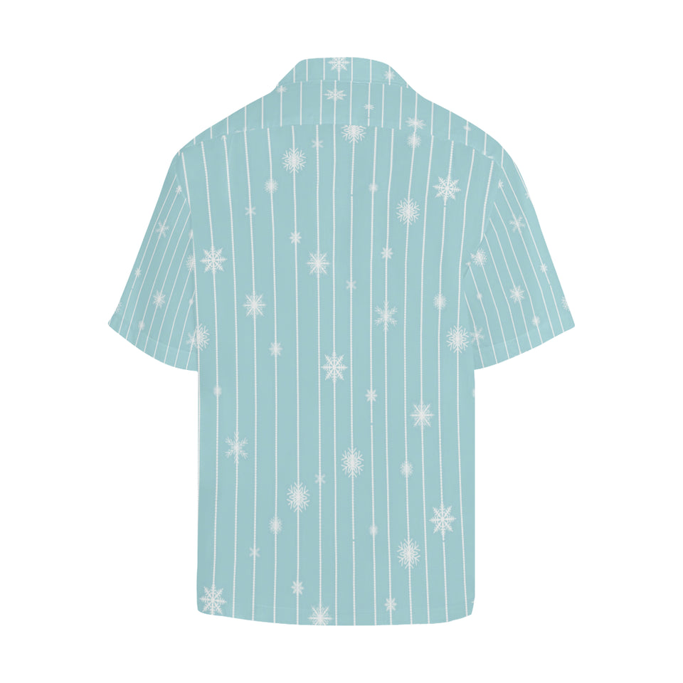 Snowflake pattern blue stripe background Men's All Over Print Hawaiian Shirt