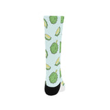 Durian pattern blue background Crew Socks
