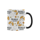 Cute beagle dog pattern background Morphing Mug Heat Changing Mug