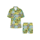 Hand drawn windmill pattern Women's V-Neck Short Pajama Set