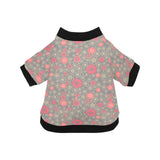 Red gold Sakura cherry blossom gray background All Over Print Pet Dog Round Neck Fuzzy Shirt