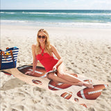 American football ball design pattern Beach Towel