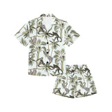 Monkey sloth lemur palm trees pattern Kids' Boys' Girls' V-Neck Short Pajama Set