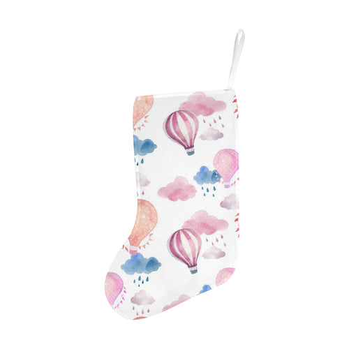 Watercolor air balloon cloud pattern Christmas Stocking
