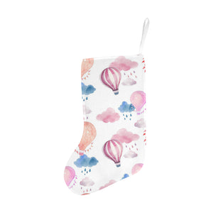 Watercolor air balloon cloud pattern Christmas Stocking