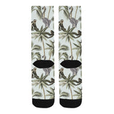 Monkey sloth lemur palm trees pattern Crew Socks