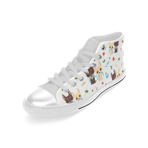 Cute Chihuahua dog pattern Men's High Top Canvas Shoes White