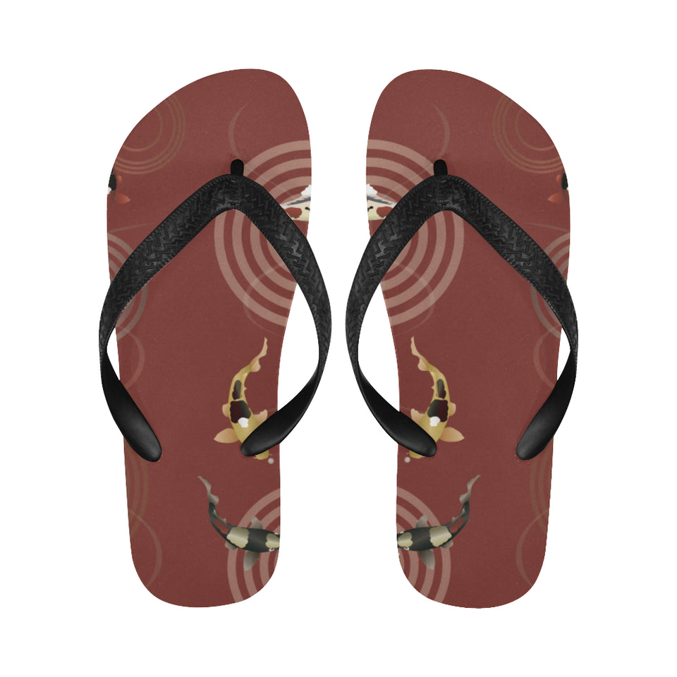 Fancy Carp red background Unisex Flip Flops