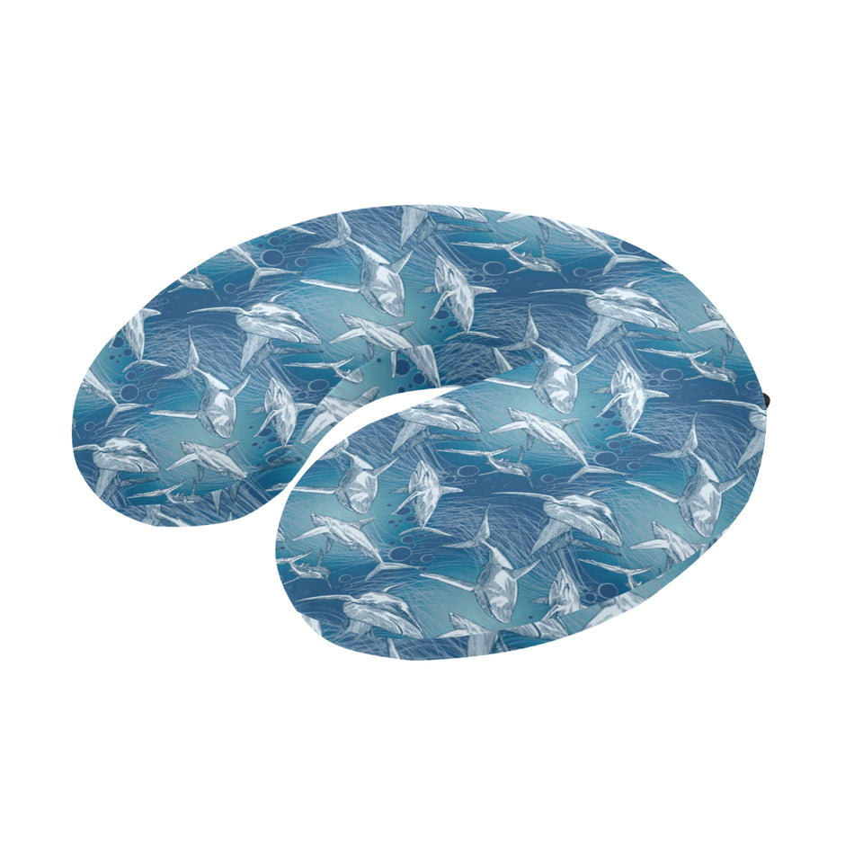 Shark hand drawn U-Shaped Travel Neck Pillow