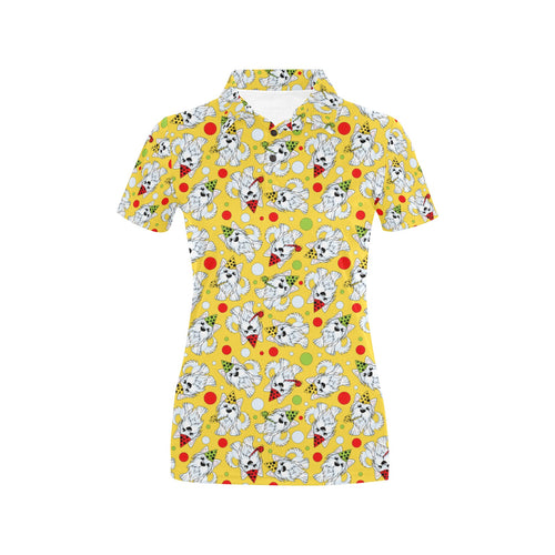 Yorkshire Terrier Pattern Print Design 05 Women's All Over Print Polo Shirt