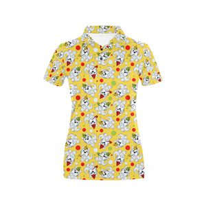 Yorkshire Terrier Pattern Print Design 05 Women's All Over Print Polo Shirt