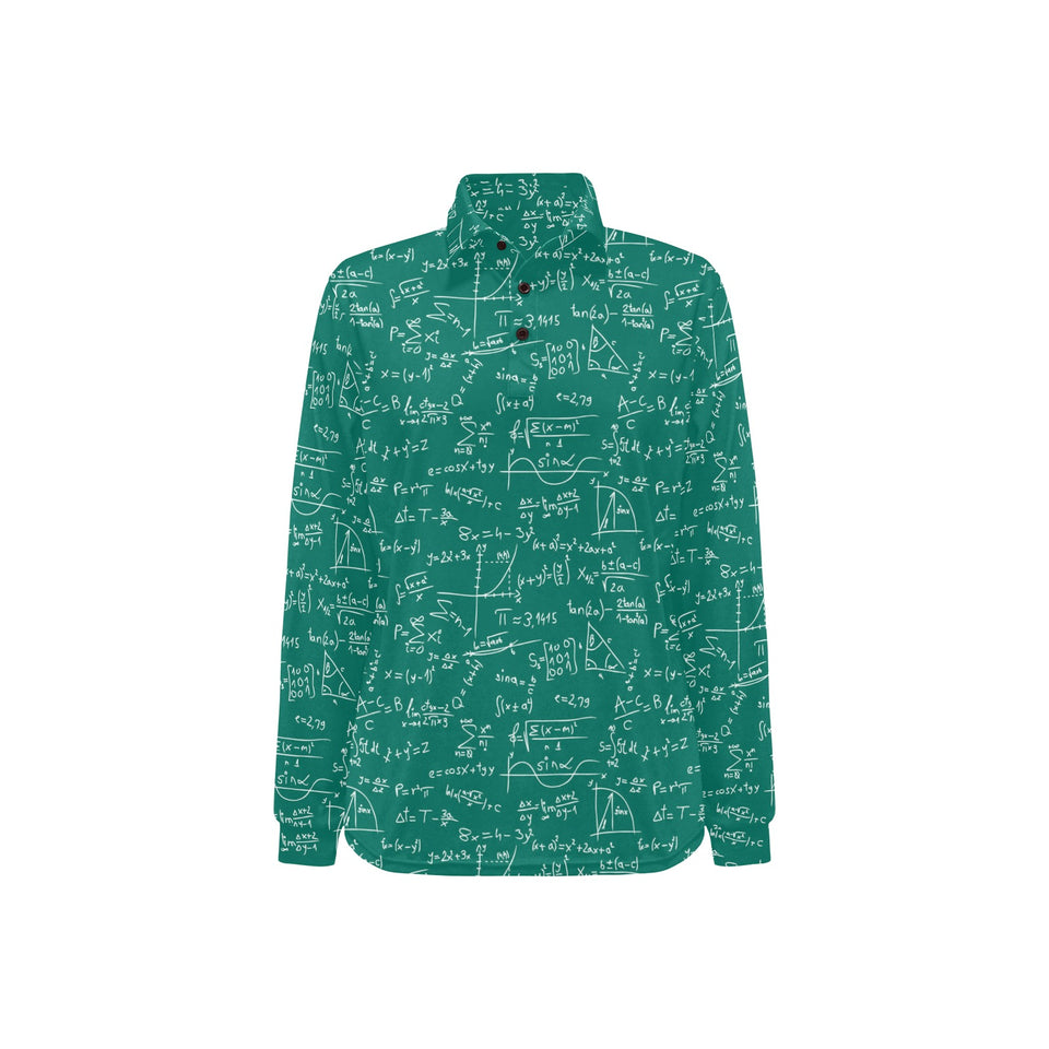 Math Pattern Print Design 01 Women's Long Sleeve Polo Shirt