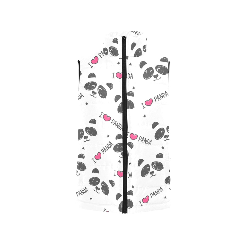 Hand Drawn faces of pandas pattern Women's Padded Vest