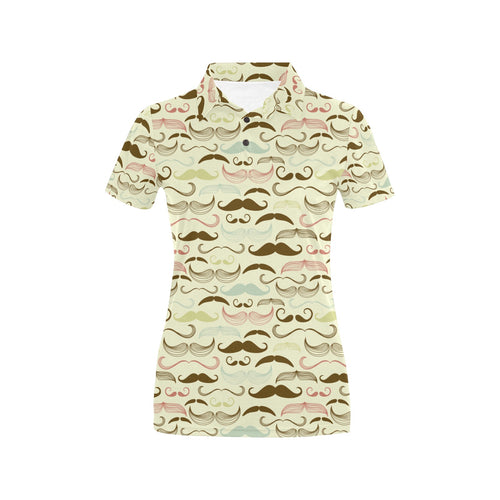 Mustache Beard Pattern Print Design 01 Women's All Over Print Polo Shirt