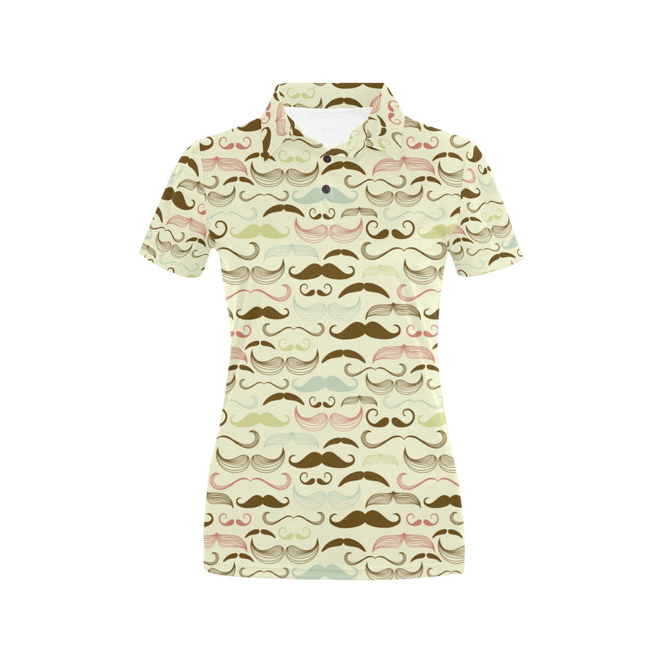 Mustache Beard Pattern Print Design 01 Women's All Over Print Polo Shirt