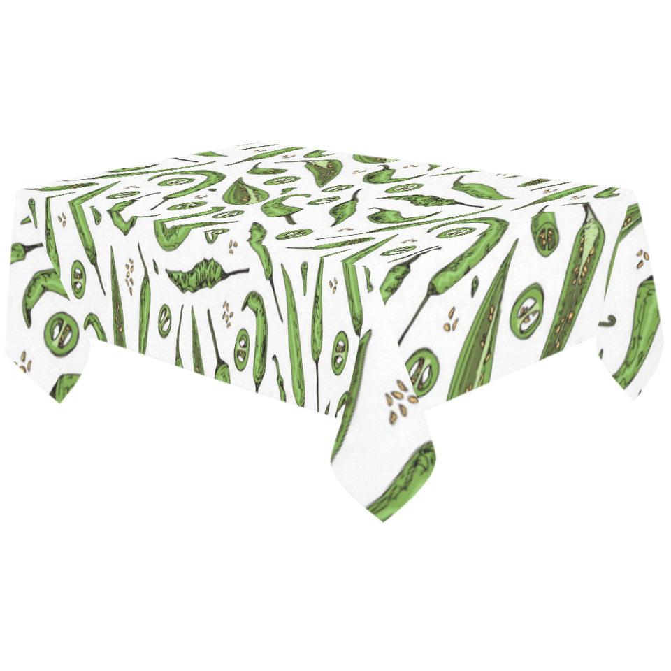 Hand drawn sketch style green Chili peppers patter Tablecloth