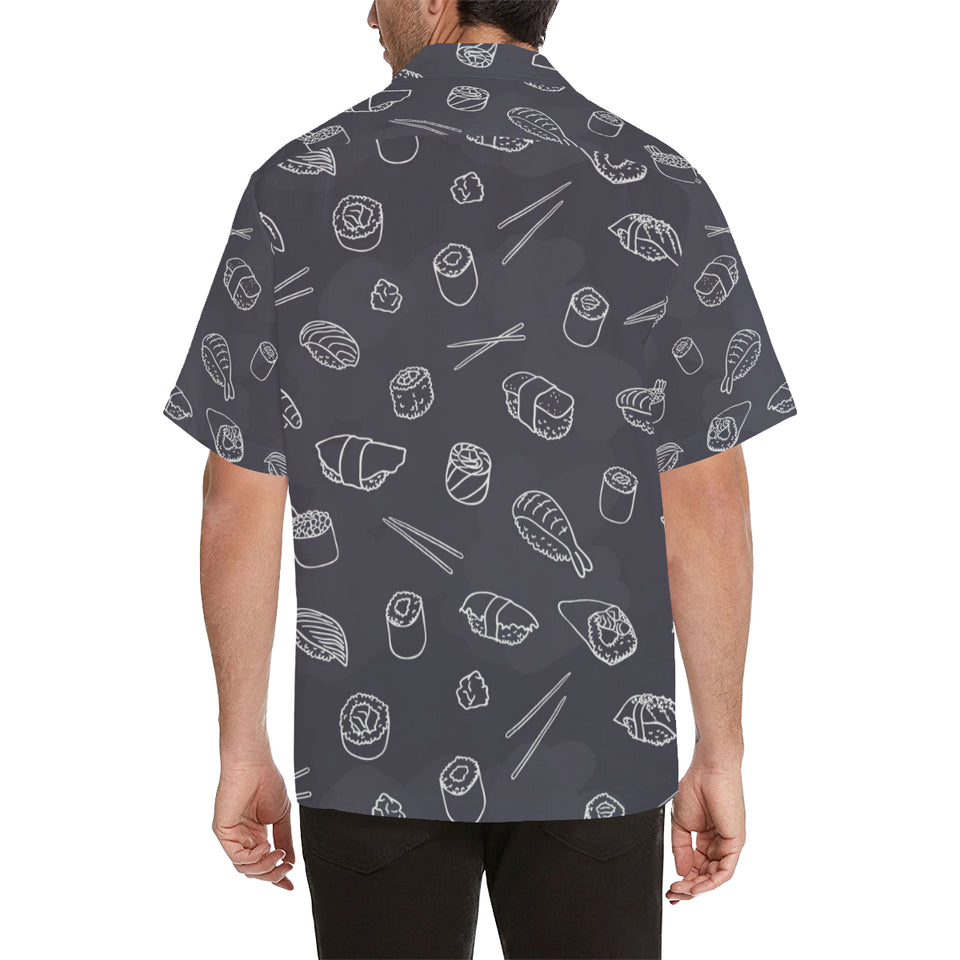 sushi pattern black background Men's All Over Print Hawaiian Shirt