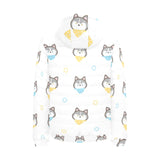 Cute Siberian Husky pattern Men's Padded Hooded Jacket