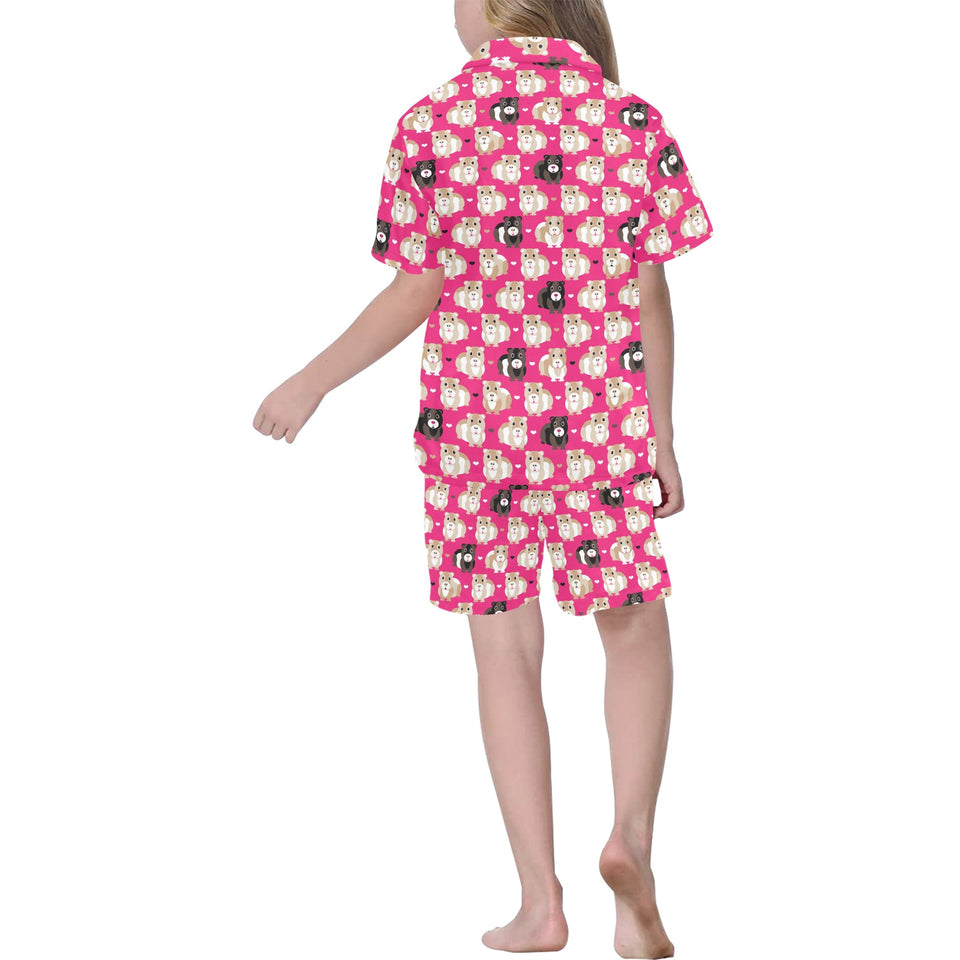 Guinea Pig Pattern Print Design 01 Kids' Boys' Girls' V-Neck Short Pajama Set