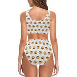 Pretzels Pattern Print Design 02 Chest Bowknot High Waisted Bikini Swimsuit