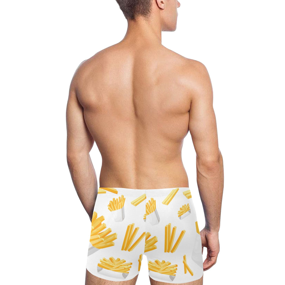 French fries white paper box pattern Men's Swimming Trunks