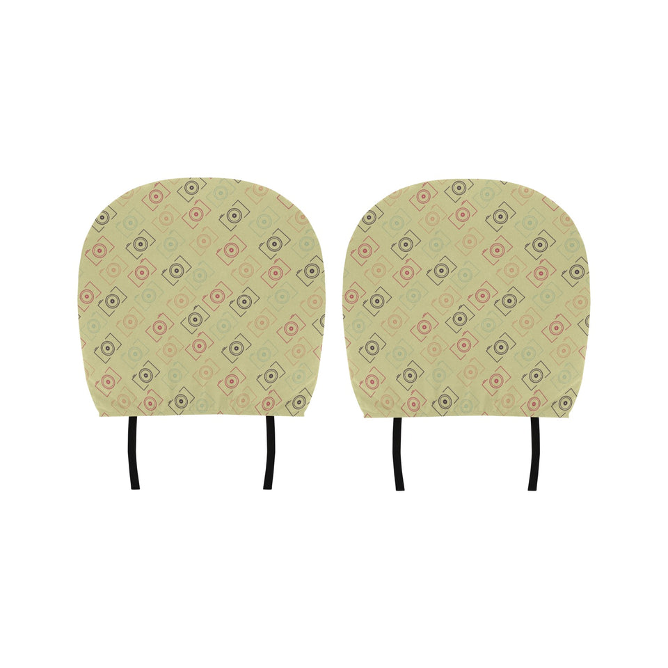 Camera Pattern Print Design 01 Car Headrest Cover