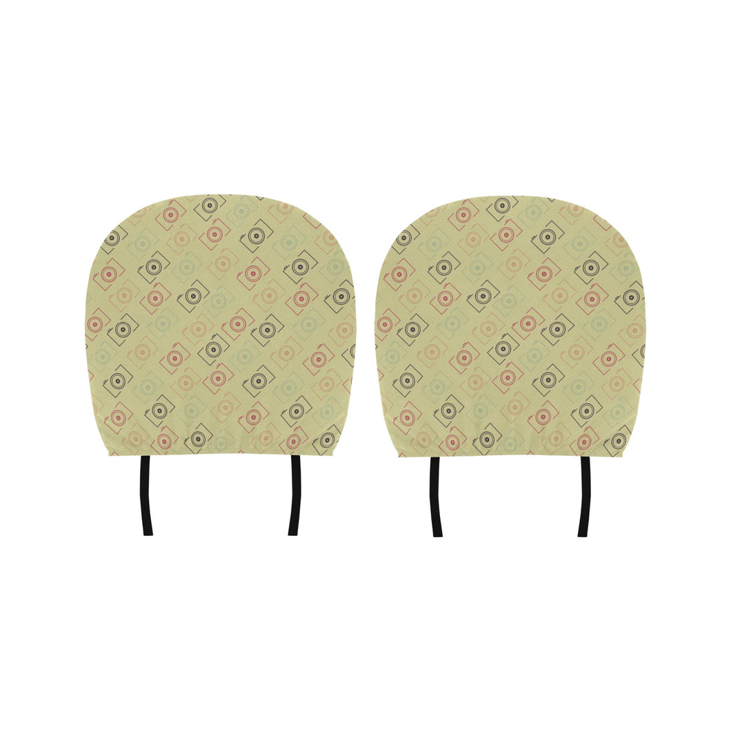 Camera Pattern Print Design 01 Car Headrest Cover