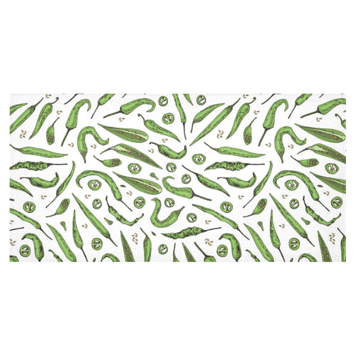 Hand drawn sketch style green Chili peppers patter Tablecloth