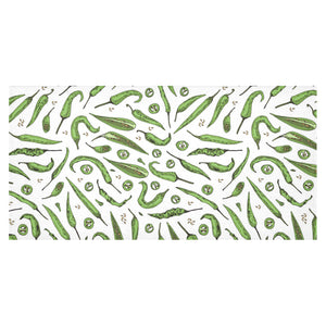 Hand drawn sketch style green Chili peppers patter Tablecloth