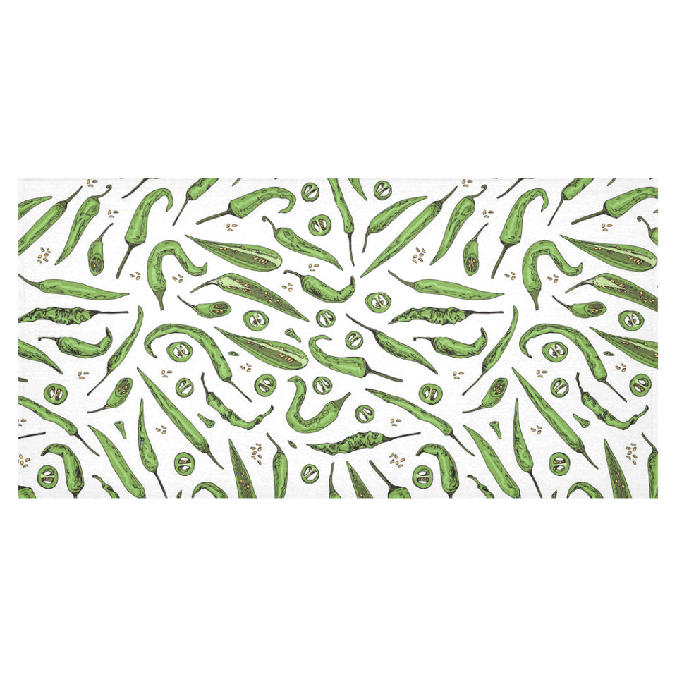 Hand drawn sketch style green Chili peppers patter Tablecloth