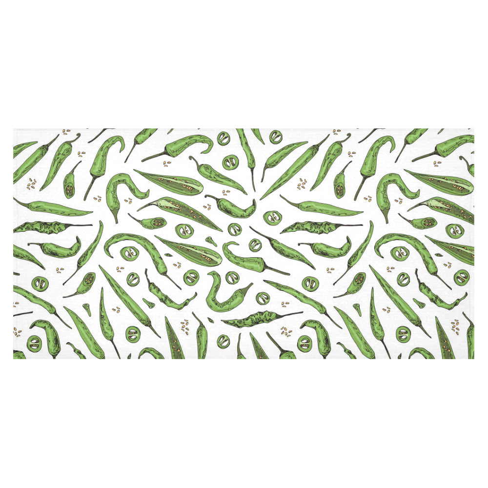 Hand drawn sketch style green Chili peppers patter Tablecloth
