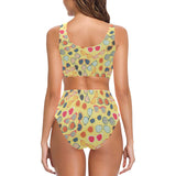 Sun Glasses Pattern Print Design 05 Chest Bowknot High Waisted Bikini Swimsuit