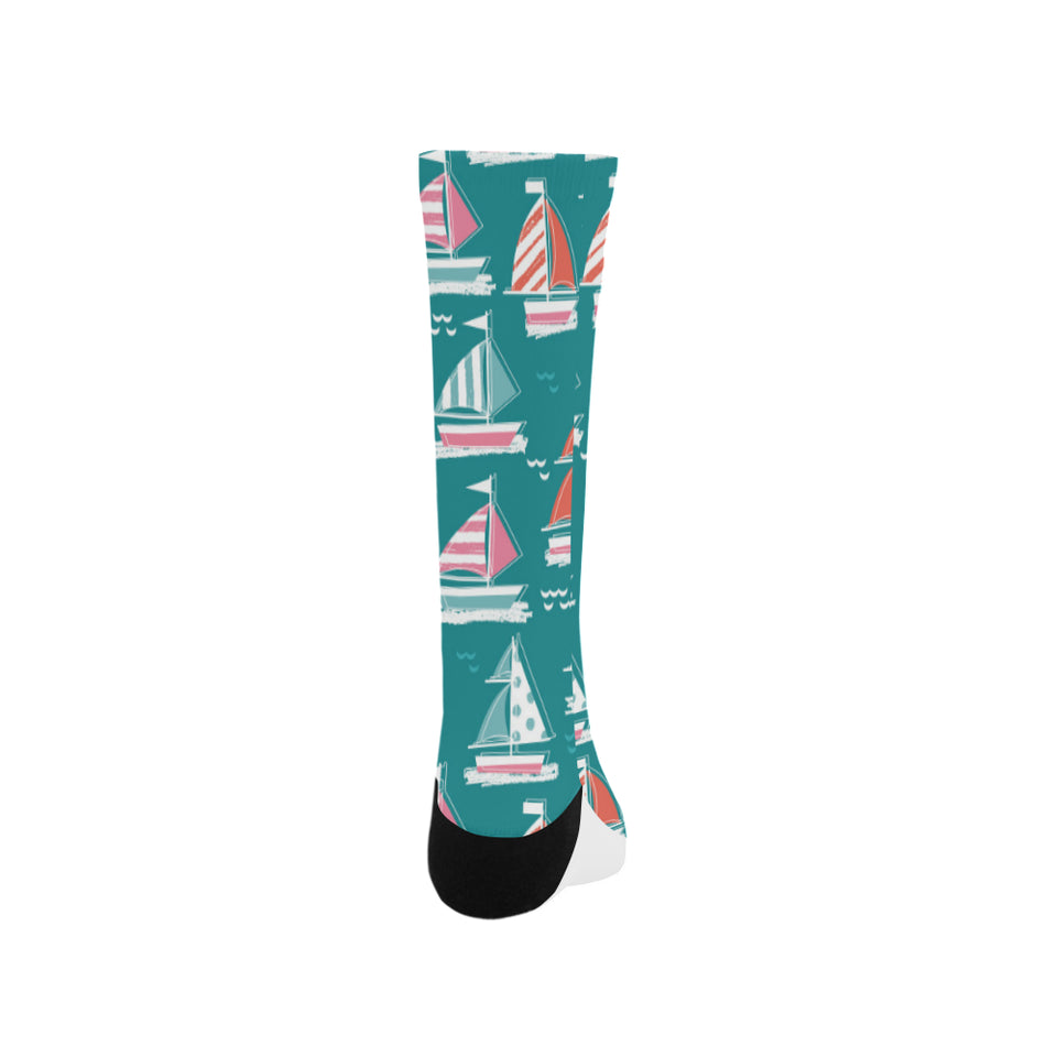 Cute sailboat pattern Crew Socks