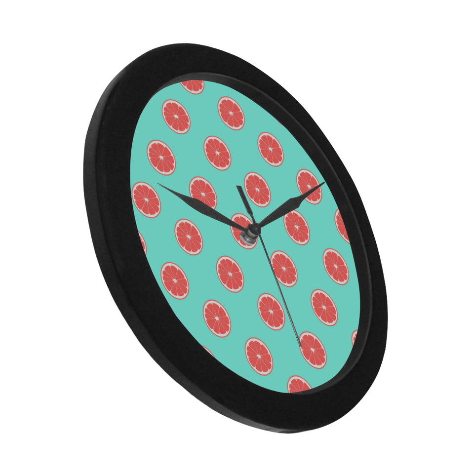 Grapefruit green background Elegant Black Wall Clock