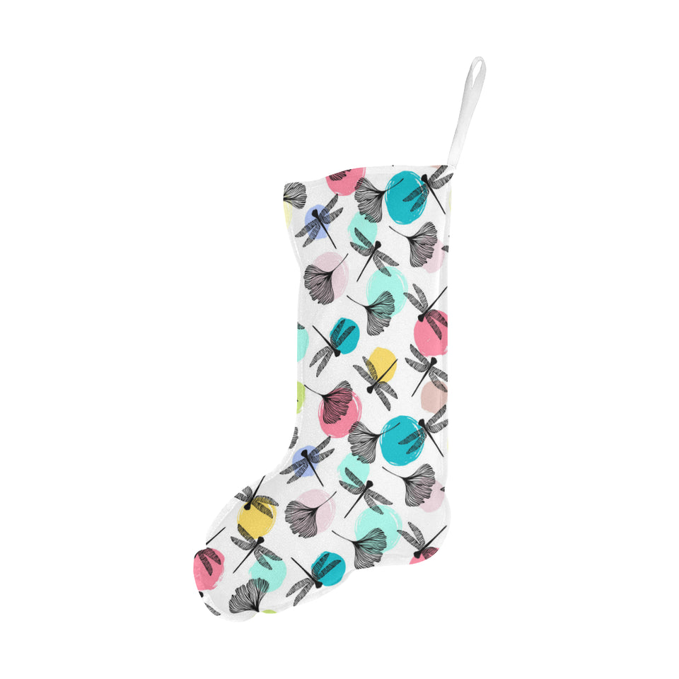 Dragonflies ginkgo leaves pattern Christmas Stocking
