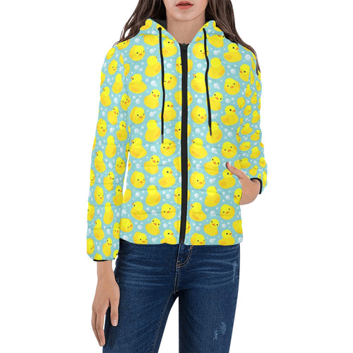 Duck Pattern Print Design 03 Women's Padded Hooded Jacket