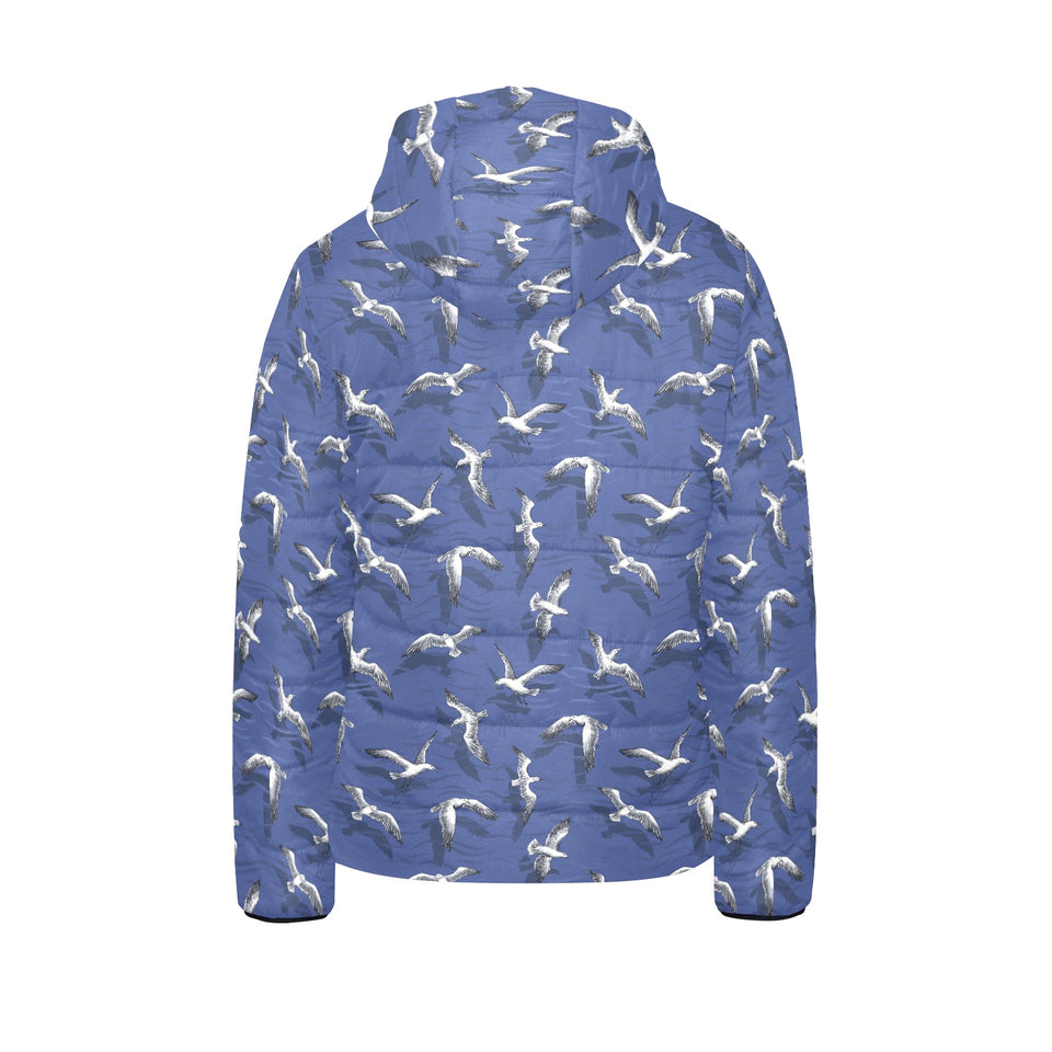 Seagull Pattern Print Design 03 Kids' Boys' Girls' Padded Hooded Jacket