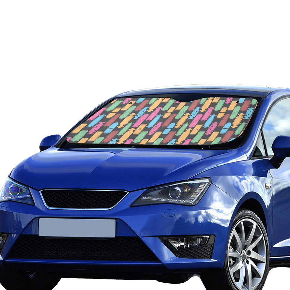 Skate Board Pattern Print Design 02 Car Sun Shade