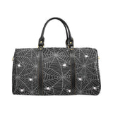Spider web design pattern Black background white c Travel Bag