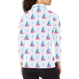 Sailboat anchor pattern Women's Long Sleeve Polo Shirt